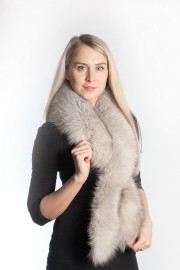 Ladies Winter Real Fox Fur Scarf Stole Shawl Muffler Light Gray