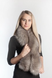 Ladies Winter Real Fox Fur Scarf Stole Shawl Muffler Gray Fox