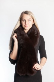 Ladies Winter Real Fox Fur Scarf Stole Shawl Muffler Dark Brown