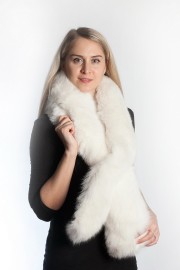 Ladies Winter Real Fox Fur Scarf Stole Shawl White