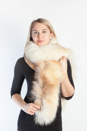 Ladies Winter Real Fox Fur Scarf Stole Shawl Bleached