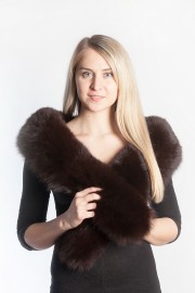 Ladies Winter Real Fox Fur Scarf Stole Shawl Muffler Dark Brown