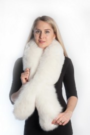 Ladies Winter Real Fox Fur Scarf Stole Shawl White