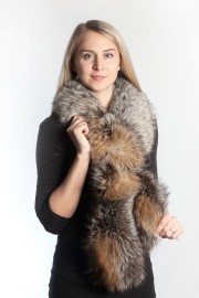 Ladies Winter Real Fox Fur Scarf Stole Shawl Muffler Golden Sliver Fox