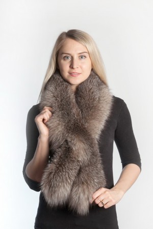 Ladies Winter Real Fox Fur Scarf Stole Shawl Muffler Dark Brown