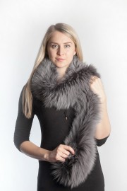 Ladies Winter Real Fox Fur Scarf Stole Shawl Muffler Gray Sliver Fox