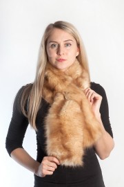 Ladies Winter Real Mink Fur Scarf Stole Shawl Muffler Golden Sable