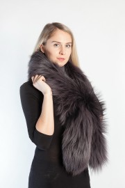 Ladies Winter Real Fox Fur Scarf Stole Shawl Black