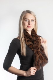 Ladies Winter Real Mink Fur Scarf Stole Shawl Muffler Leopard