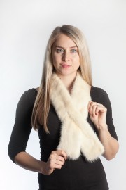 Ladies Winter Real Mink Fur Scarf Stole Shawl Muffler White