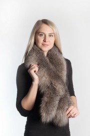 Ladies Winter Real Fox Fur Scarf Stole Shawl Muffler Dark Brown