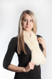 Ladies Winter Real Mink Fur Scarf Stole Shawl Muffler White