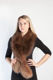 Ladies Winter Real Fox Fur Scarf Stole Shawl Brown