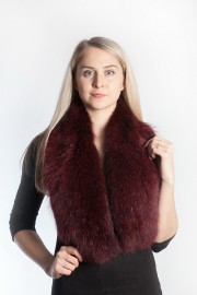 Ladies Winter Real Fox Fur Scarf Stole Shawl Muffler Wine-colored