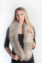 Ladies Winter Real Fox Fur Scarf Stole Shawl Muffler Light Gray