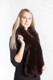 Ladies Winter Real Fox Fur Scarf Stole Shawl Muffler Dark Brown