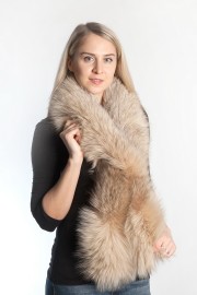 Ladies Winter Real Fox Fur Scarf Stole Shawl Muffler Light Brown