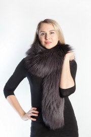 Ladies Winter Real Fox Fur Scarf Stole Shawl Black