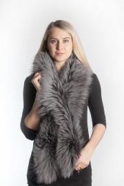 Ladies Winter Real Fox Fur Scarf Stole Shawl Muffler Gray Sliver Fox