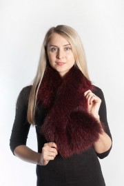 Ladies Winter Real Fox Fur Scarf Stole Shawl Muffler Wine-colored