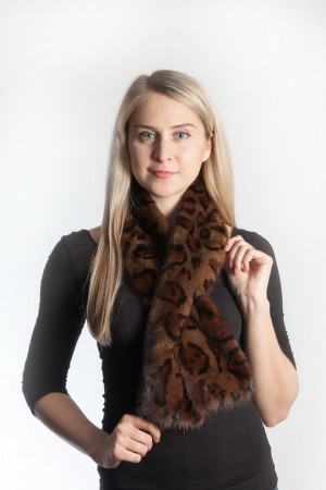 Ladies Winter Real Mink Fur Scarf Stole Shawl Muffler Leopard