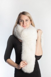 Ladies Winter Real Fox Fur Scarf Stole Shawl White