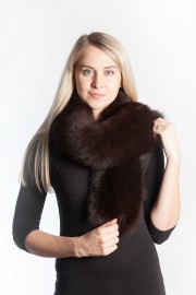 Ladies Winter Real Fox Fur Scarf Stole Shawl Muffler Dark Brown