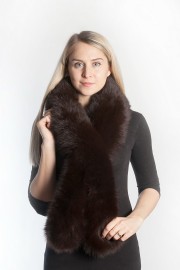 Ladies Winter Real Fox Fur Scarf Stole Shawl Muffler Dark Brown