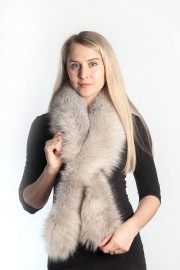 Ladies Winter Real Fox Fur Scarf Stole Shawl Muffler Light Gray