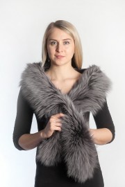 Ladies Winter Real Fox Fur Scarf Stole Shawl Muffler Gray Sliver Fox