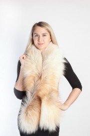 Ladies Winter Real Fox Fur Scarf Stole Shawl Bleached