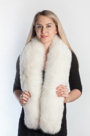 Ladies Winter Real Fox Fur Scarf Stole Shawl White