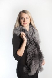 Ladies Winter Real Fox Fur Scarf Stole Shawl Muffler Gray Sliver Fox