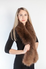 Ladies Winter Real Fox Fur Scarf Stole Shawl Brown