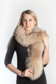 Ladies Winter Real Fox Fur Scarf Stole Shawl Muffler Light Brown