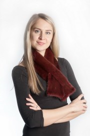 Ladies Winter Real Mink Fur Scarf Stole Shawl Muffler Wine