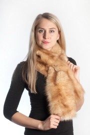 Ladies Winter Real Mink Fur Scarf Stole Shawl Muffler Golden Sable