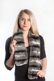 Ladies Winter Real Rex Rabbit Fur Scarf Stole Shawl Muffler Chinchilla Color