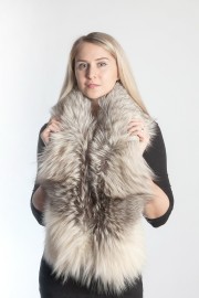 Ladies Winter Real Racoon Fur Scarf Stole Shawl Muffler Gray Frost