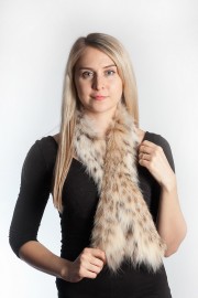 Ladies Winter Real Lynx Cat Fur Scarf Stole Shawl Muffler Natural Color