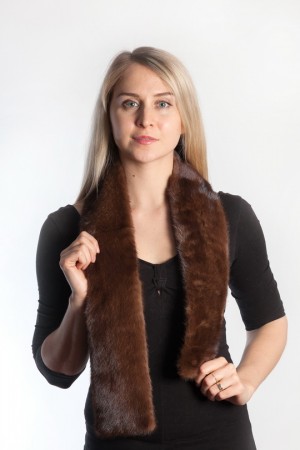 Ladies Winter Real Mink Fur Scarf Stole Shawl Muffler Dark Brown