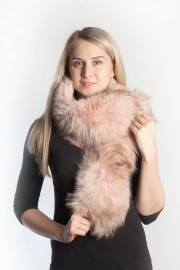 Ladies Winter Real Racoon Fur Scarf Stole Shawl Muffler Pink