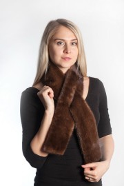 Ladies Winter Real Mink Fur Scarf Stole Shawl Muffler Dark Brown