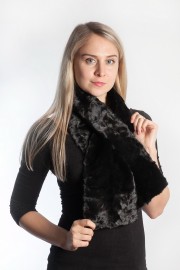 Chekiang Lamb Curly Fur Scarf Muffler Black