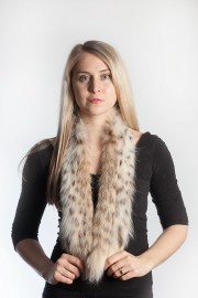 Ladies Winter Real Lynx Cat Fur Scarf Stole Shawl Muffler Natural Color