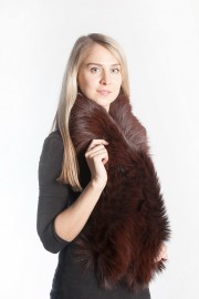 Ladies Winter Real Racoon Fur Scarf Stole Shawl Muffler Dark Brown