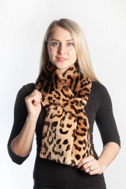 Ladies Winter Real Rex Rabbit Fur Scarf Stole Shawl Muffler Leopard Color