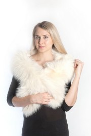 Ladies Winter Real Racoon Fur Scarf Stole Shawl Muffler White