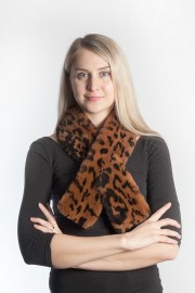 Ladies Winter Real Rex Rabbit Fur Scarf Stole Shawl Muffler Leopard Color