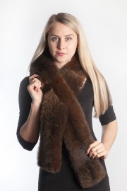 Ladies Winter Real Mink Fur Scarf Stole Shawl Muffler Dark Brown Sable